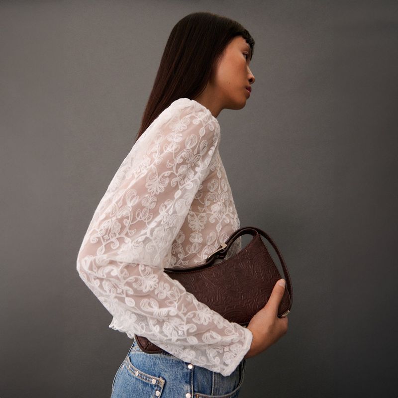 MANGO - Blusa Semitransparente  Mujer Mango