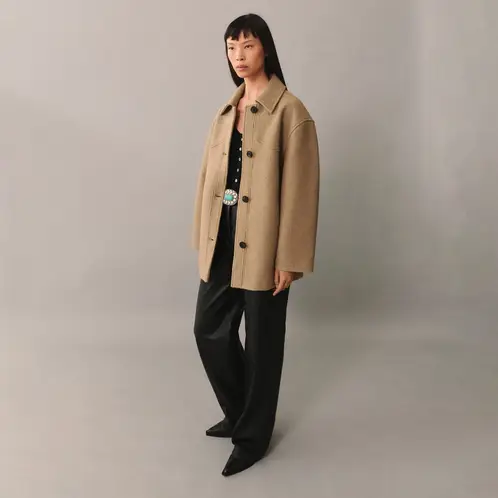 MANGO - Abrigo Lana Oversize Mujer