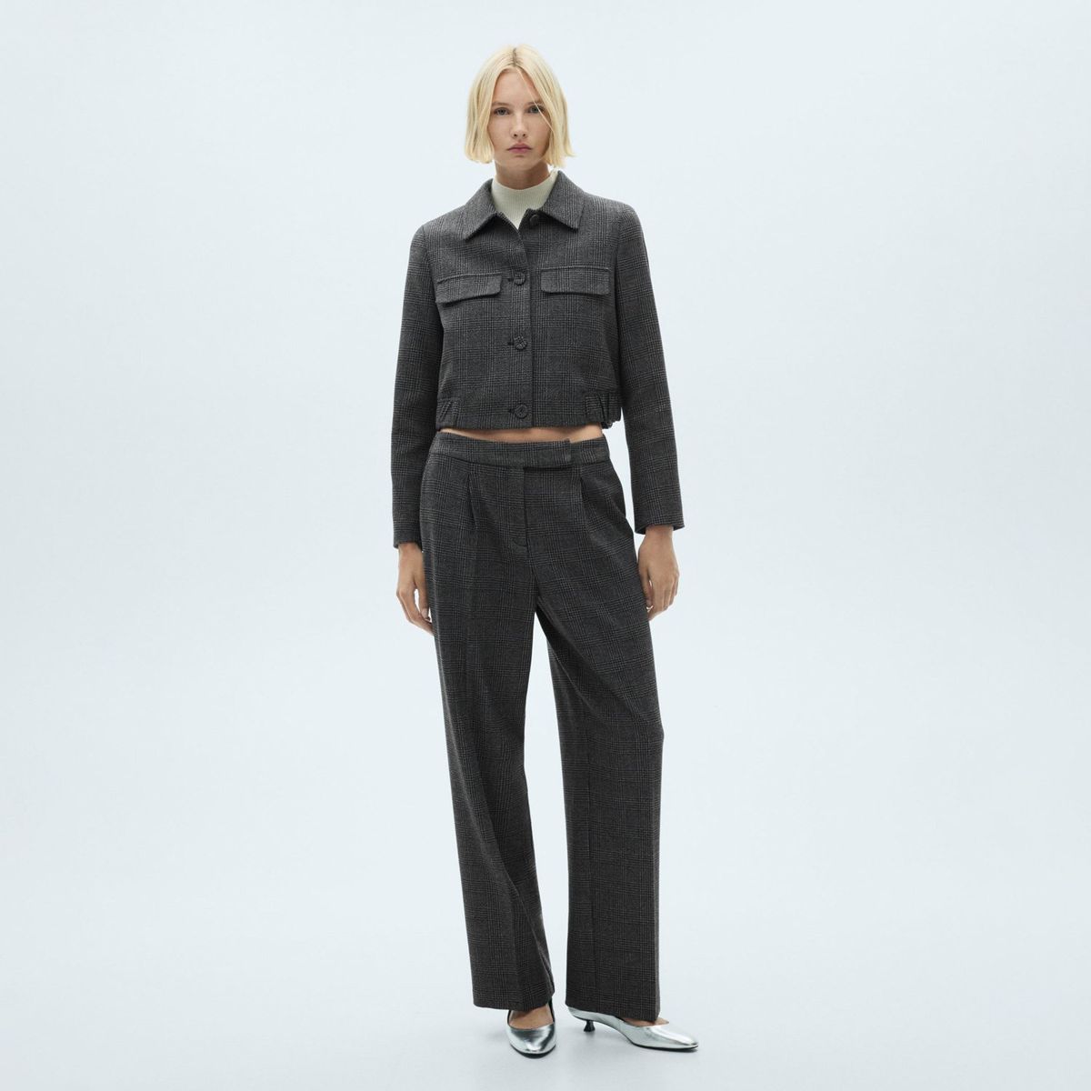 MANGO - Pantalón Recto Tweed Mujer Mango