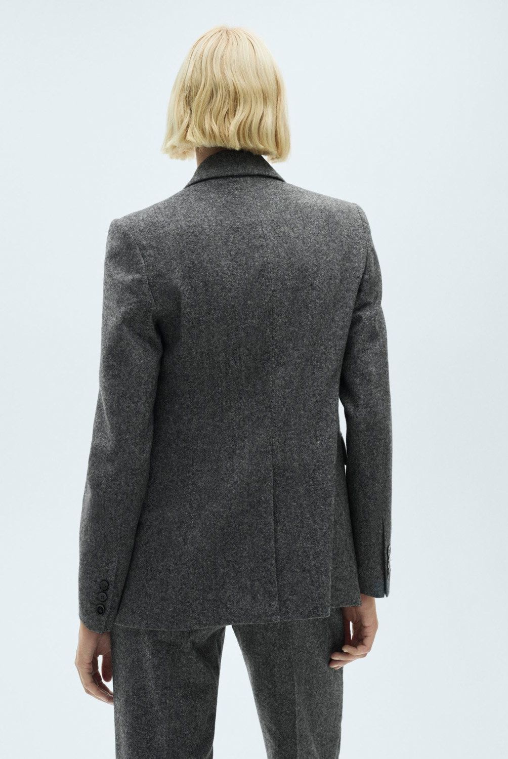 MANGO - Blazer Traje Jaspeada Lana Mujer Mango