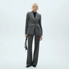 MANGO - Blazer Traje Jaspeada Lana Mujer