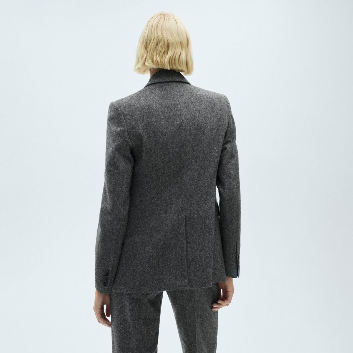 MANGO - Blazer Traje Jaspeada Lana Mujer Mango