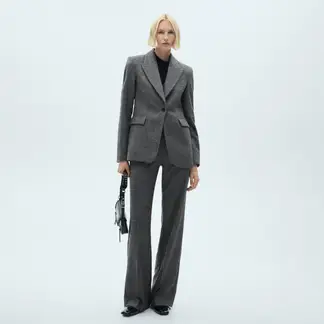 MANGO - Blazer Traje Jaspeada Lana Mujer