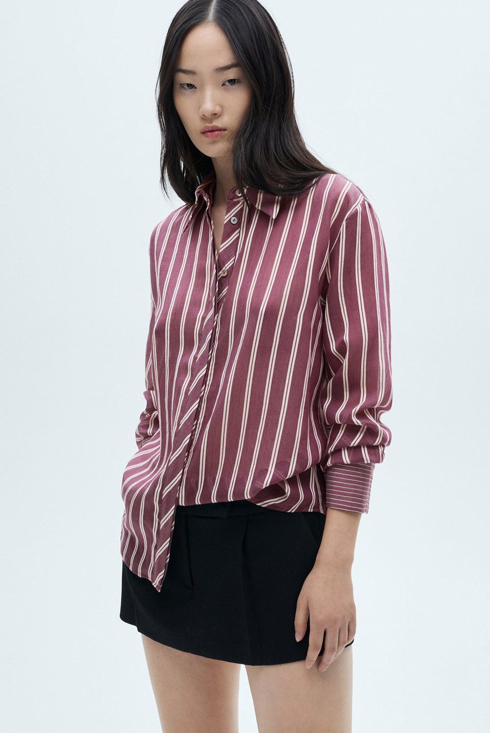 MANGO - Camisa Lyocell Rayas Mujer Mango