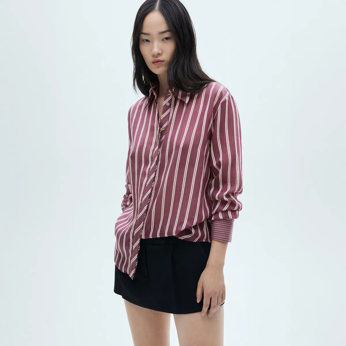 MANGO - Camisa Lyocell Rayas Mujer Mango