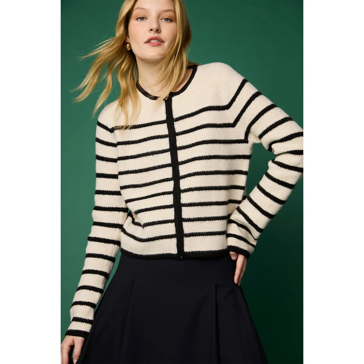 MANGO - Chaqueta Punto Rayas Mujer Mango