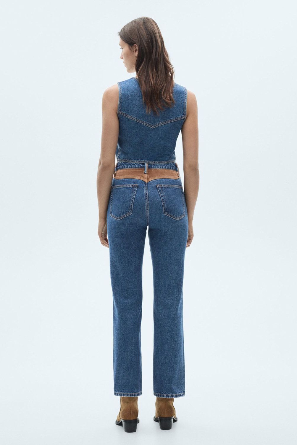 MANGO - Jeans Rectos Detalles Contraste Mujer Mango