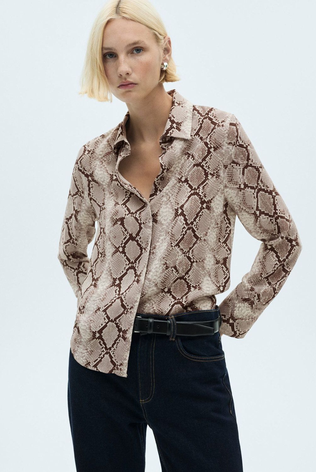 MANGO - Camisa Estampado Serpiente Mujer Mango