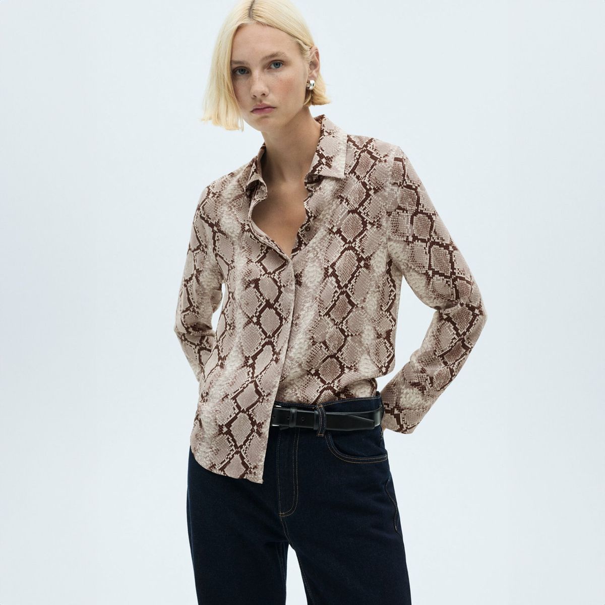 MANGO - Camisa Estampado Serpiente Mujer Mango