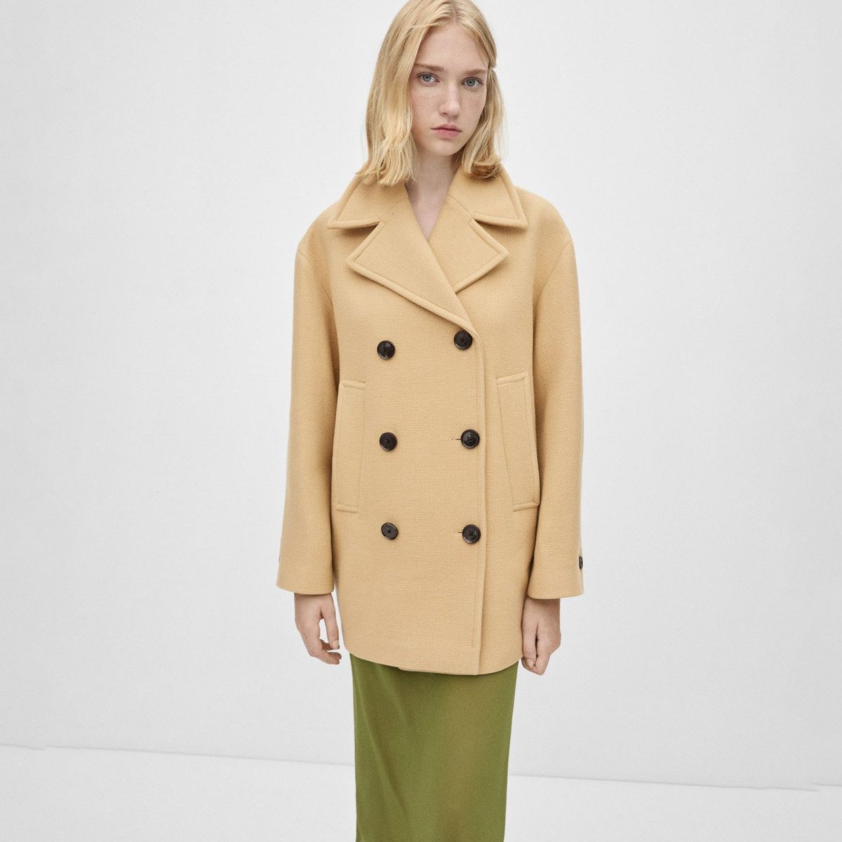 MANGO - Abrigo Lana Virgen Doble Botonadura Mujer Mango