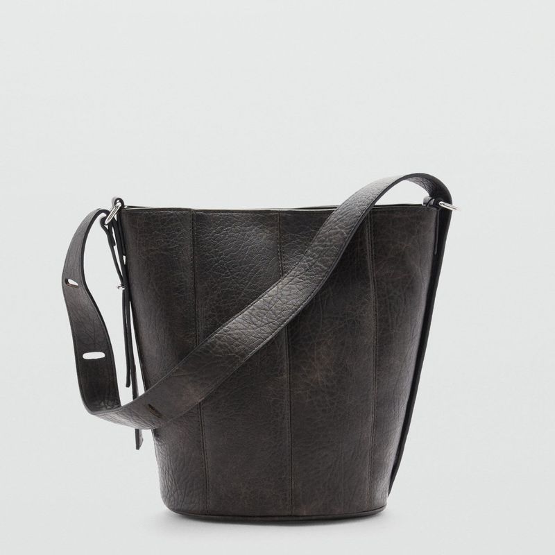 MANGO - Bolso Bucket Efecto Piel Mujer Mango
