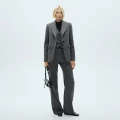 MANGO - Pantalón Traje Jaspeado Lana Mujer