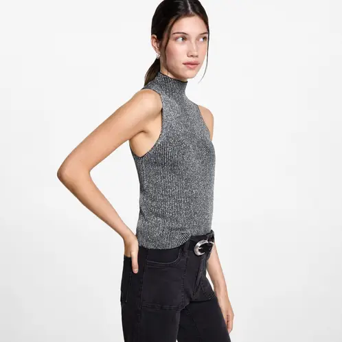 MANGO TEEN - Top Lurex Cuello Alto Mujer