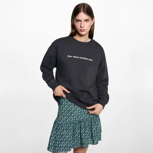 MANGO TEEN - Polerón Mujer Algodón Detalle Bordado