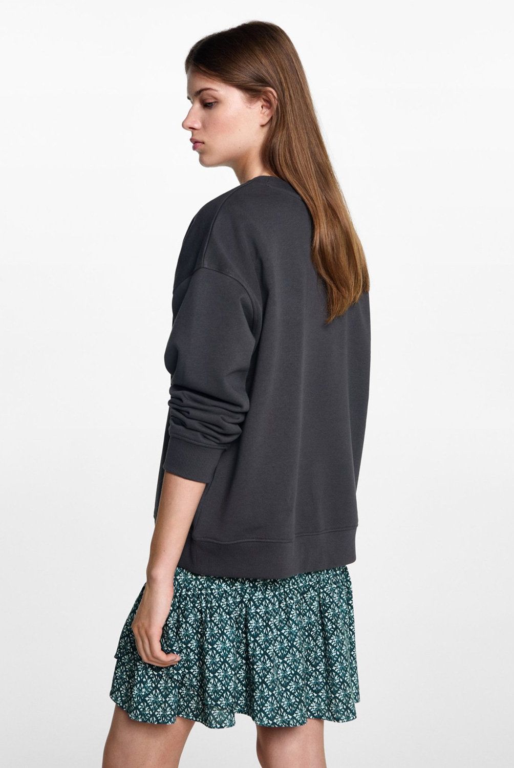 MANGO TEEN - Polerón Mujer Algodón Detalle Bordado Mango Teen