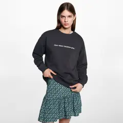 MANGO TEEN - Polerón Mujer Algodón Detalle Bordado