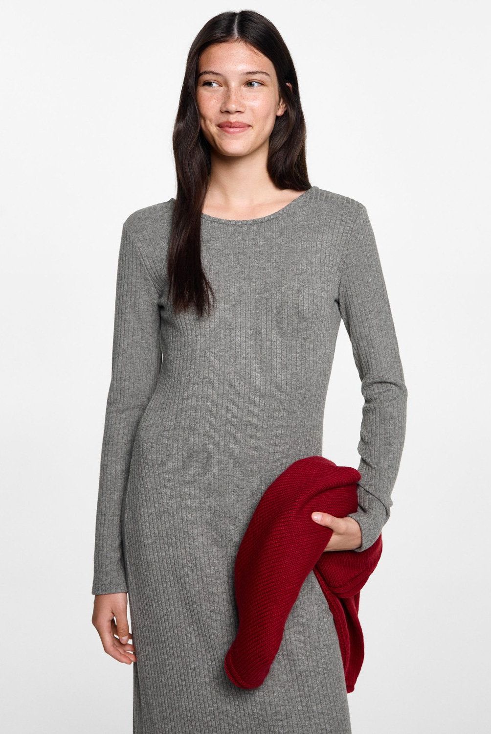 MANGO TEEN - Vestido Largo Canalé Mujer Mango Teen
