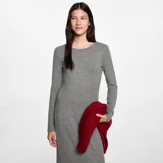 MANGO TEEN - Vestido Largo Canalé Mujer