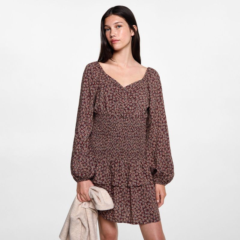 MANGO TEEN - Vestido Floral Volantes Mujer Mango Teen