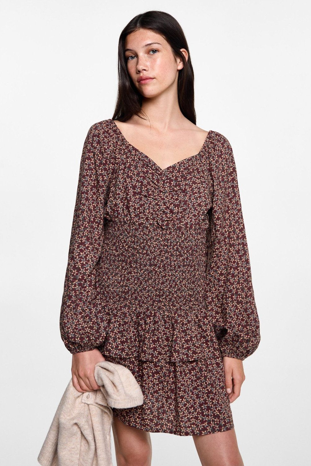 MANGO TEEN - Vestido Floral Volantes Mujer Mango Teen