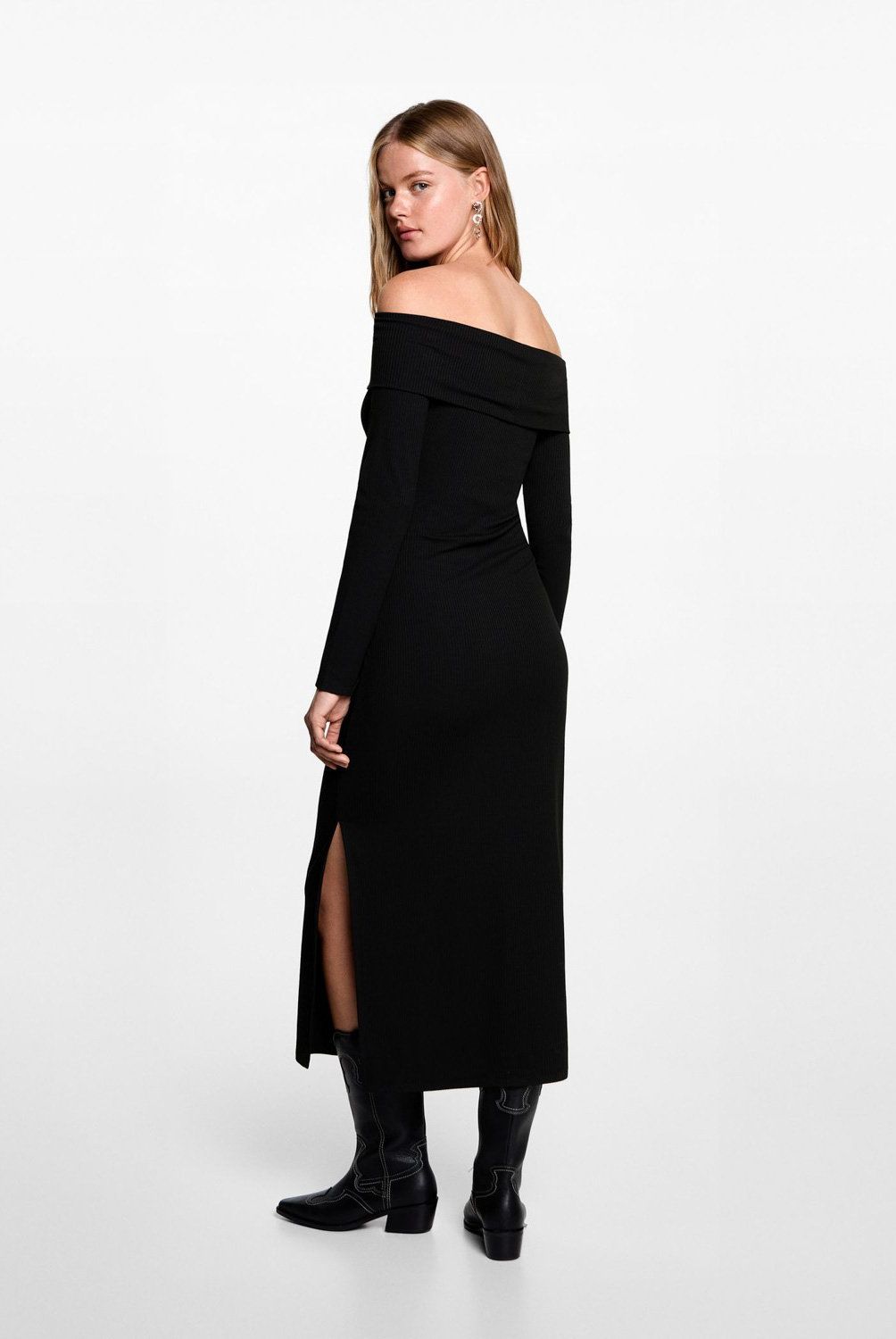 MANGO TEEN - Vestido Largo Hombros Descubiertos Mujer Mango Teen
