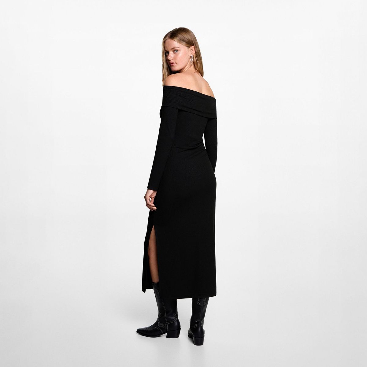 MANGO TEEN - Vestido Largo Hombros Descubiertos Mujer Mango Teen