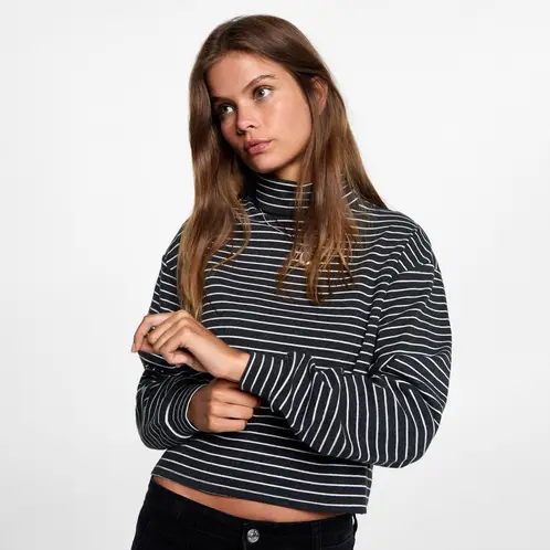 MANGO TEEN - Polera Rayas Cuello Alto Mujer