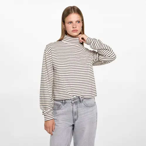 MANGO TEEN - Polera Rayas Cuello Alto Mujer