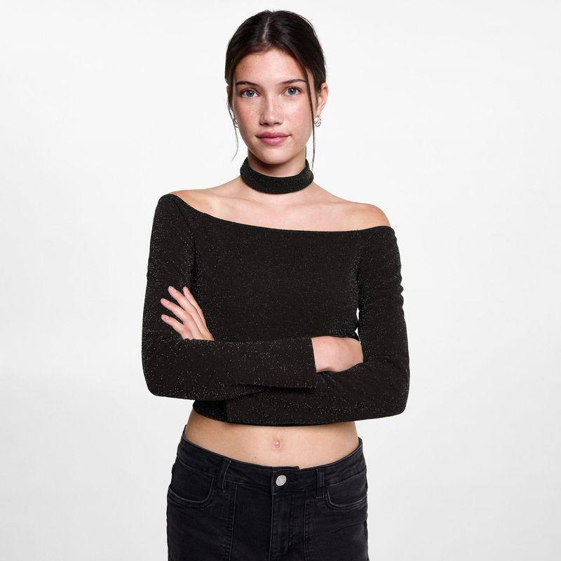 MANGO TEEN - Top Lurex Choker Mujer Mango Teen