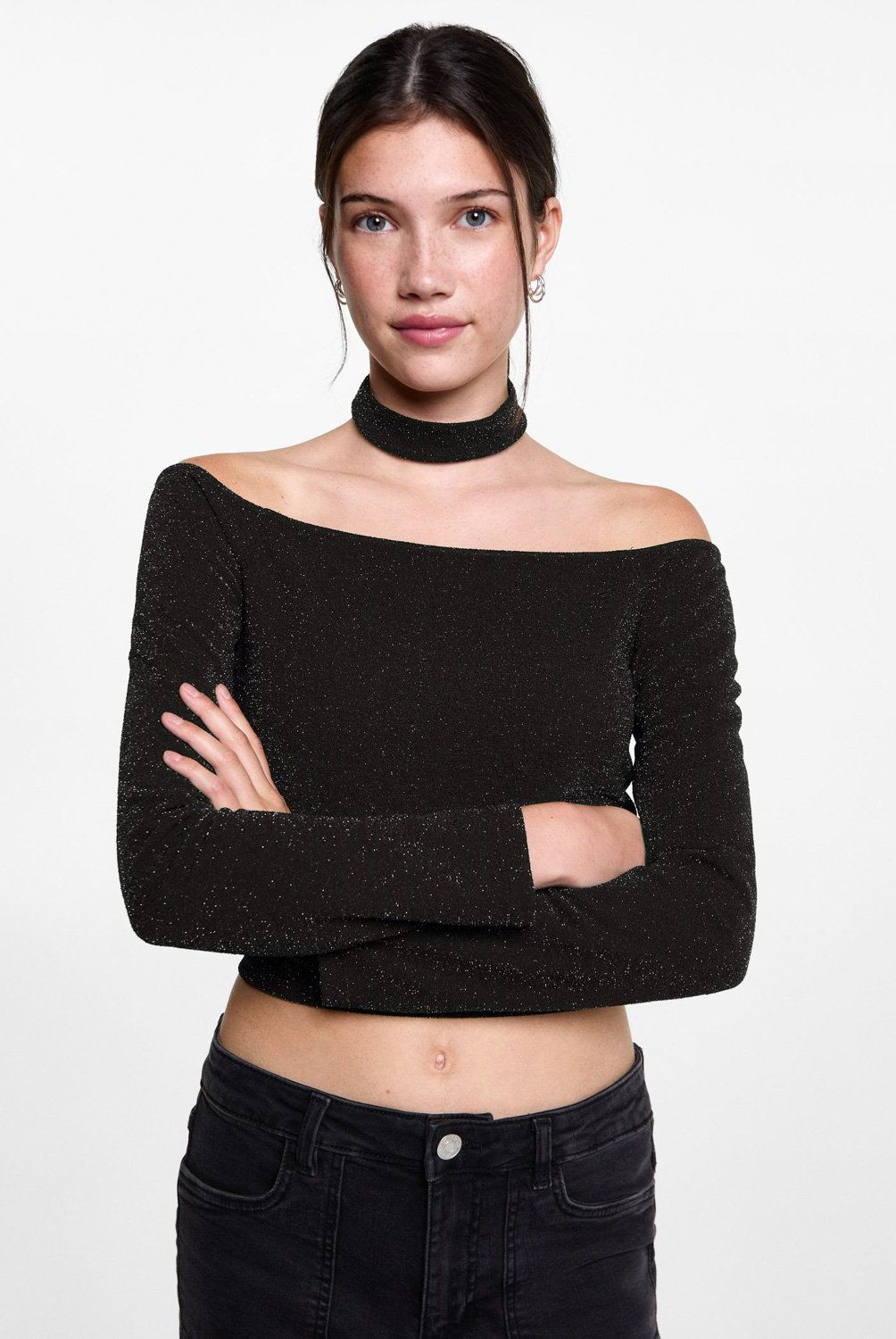 MANGO TEEN - Top Lurex Choker Mujer Mango Teen