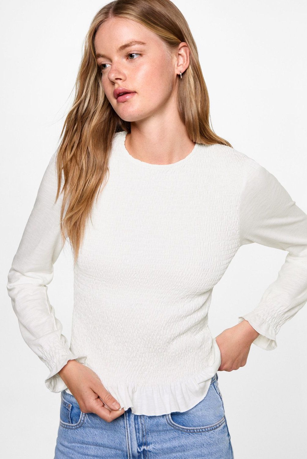 MANGO TEEN - Blusa Detalle Fruncido Mujer Mango Teen