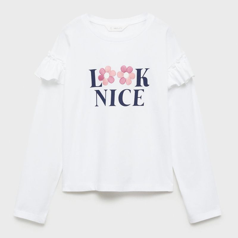 MANGO KIDS - Polera Manga Larga Volantes Niña Mango Kids