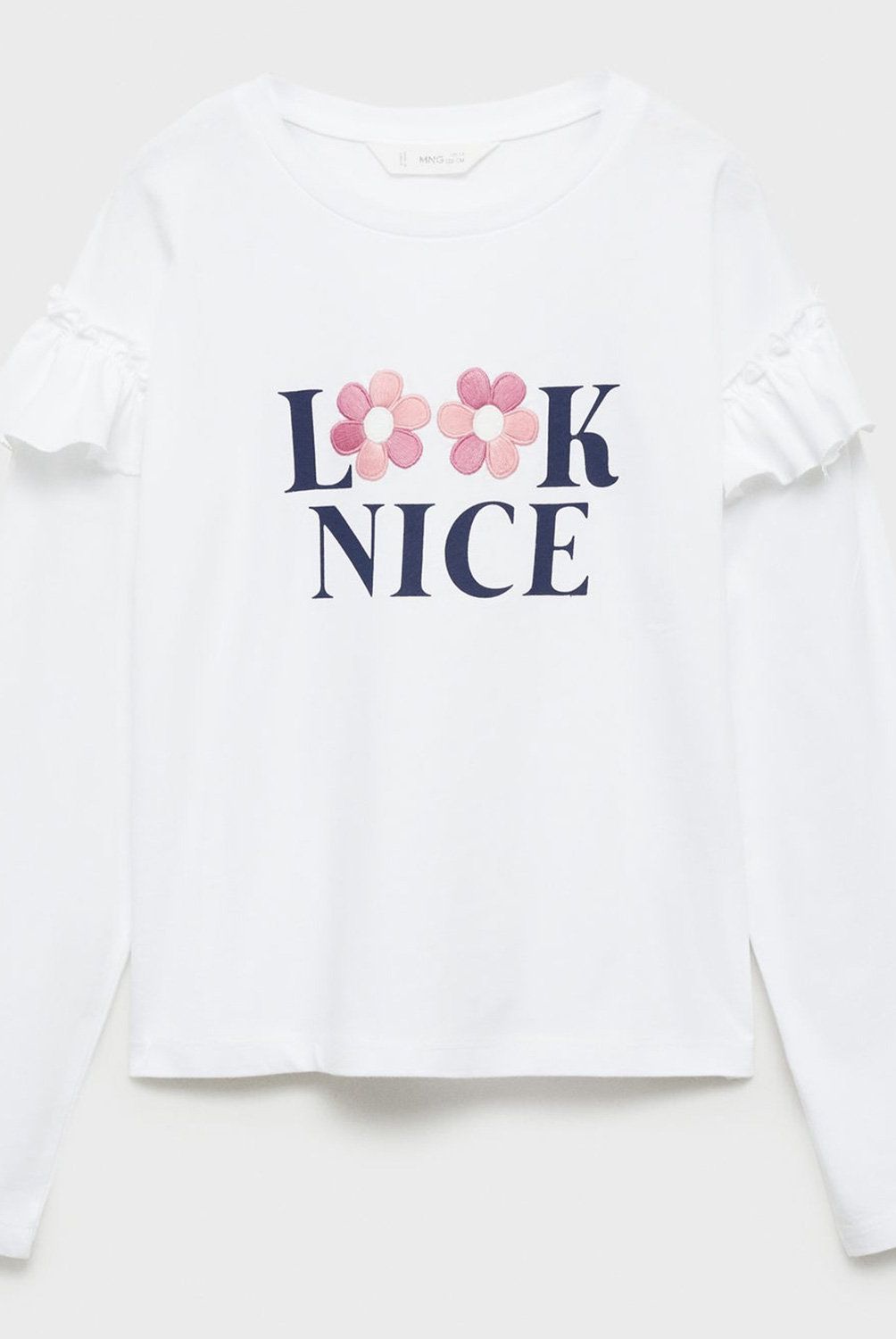 MANGO KIDS - Polera Manga Larga Volantes Niña Mango Kids