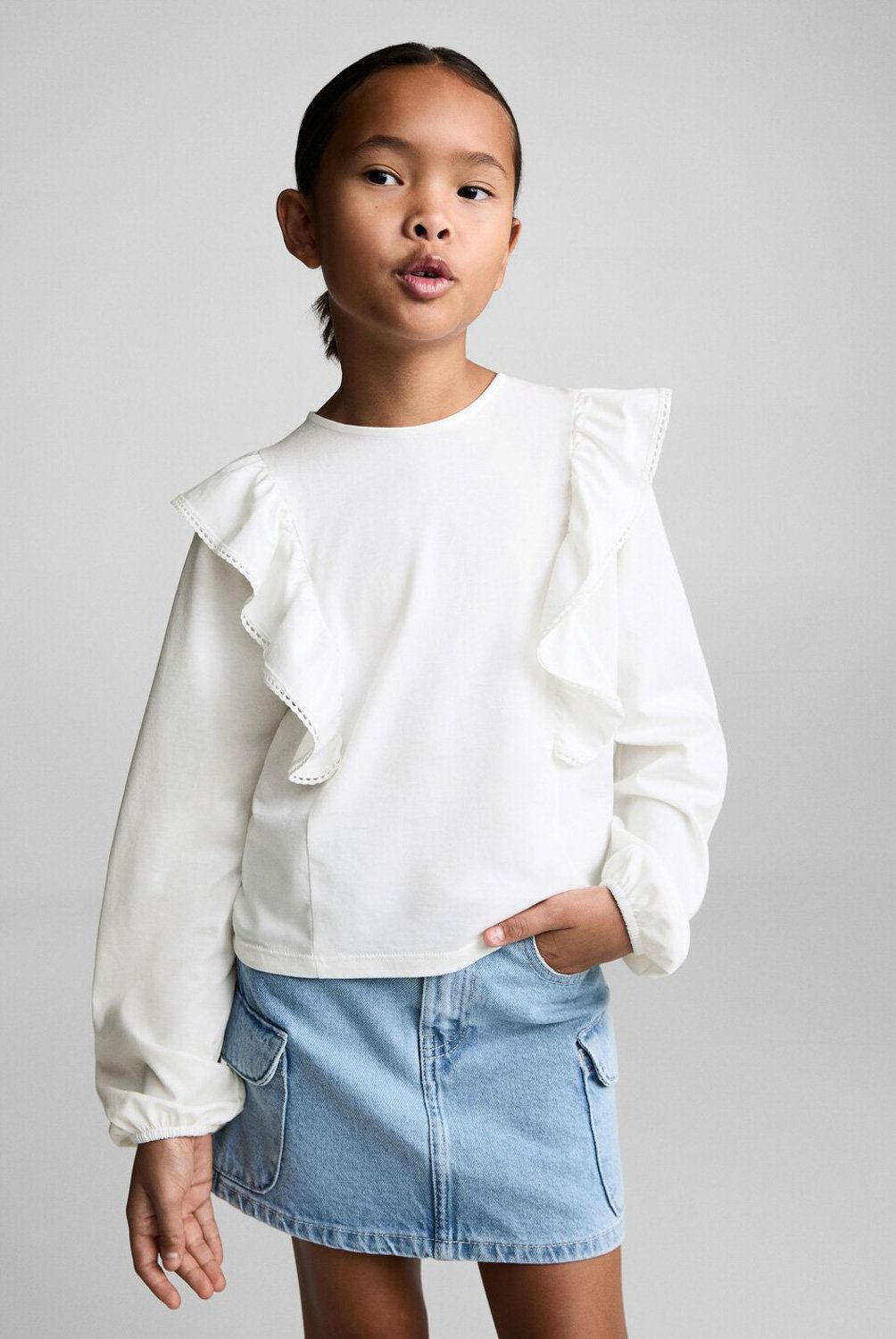 MANGO KIDS - Blusa Detalle Volantes Niña Mango Kids