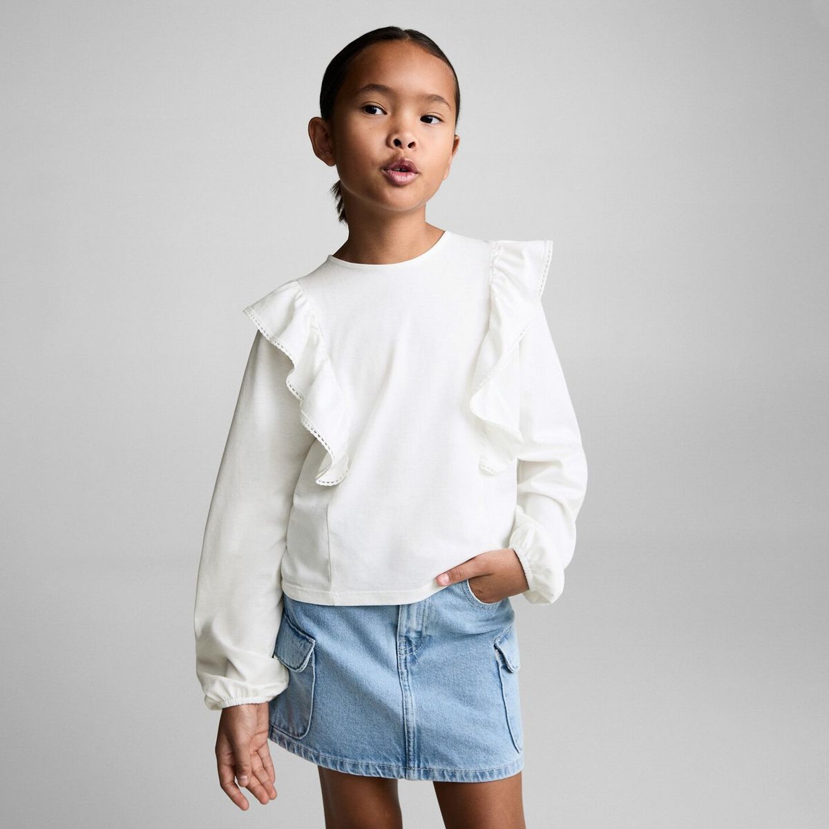 MANGO KIDS - Blusa Detalle Volantes Niña Mango Kids