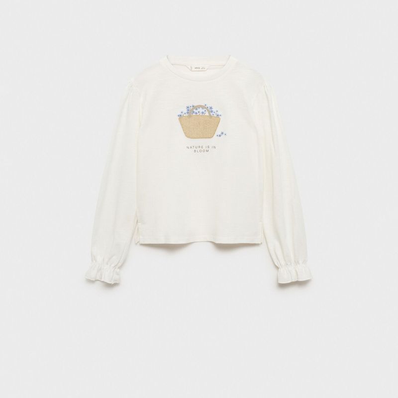 MANGO KIDS - Polera Manga Larga Estampada Niña Mango Kids