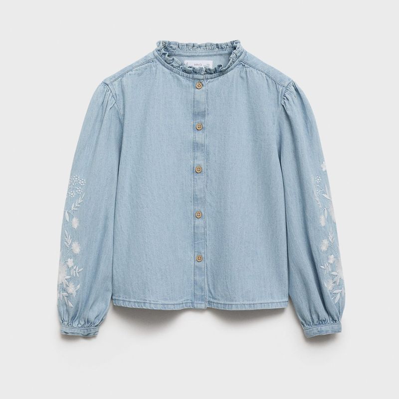 MANGO KIDS - Blusa Denim Bordada Niña Mango Kids