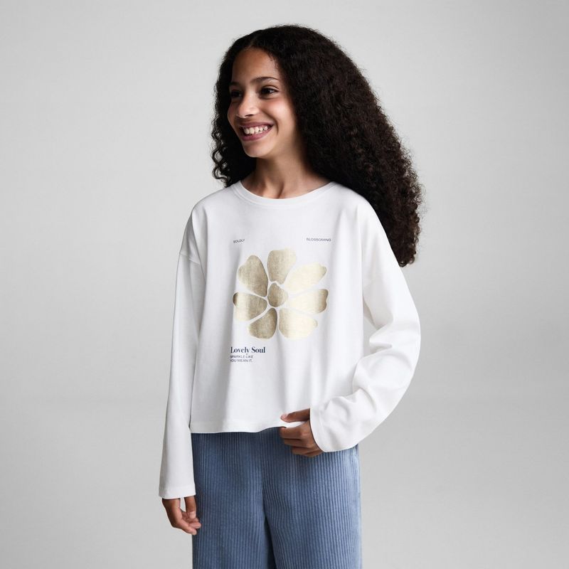 MANGO KIDS - Polera Estampada Algodón Niña Mango Kids