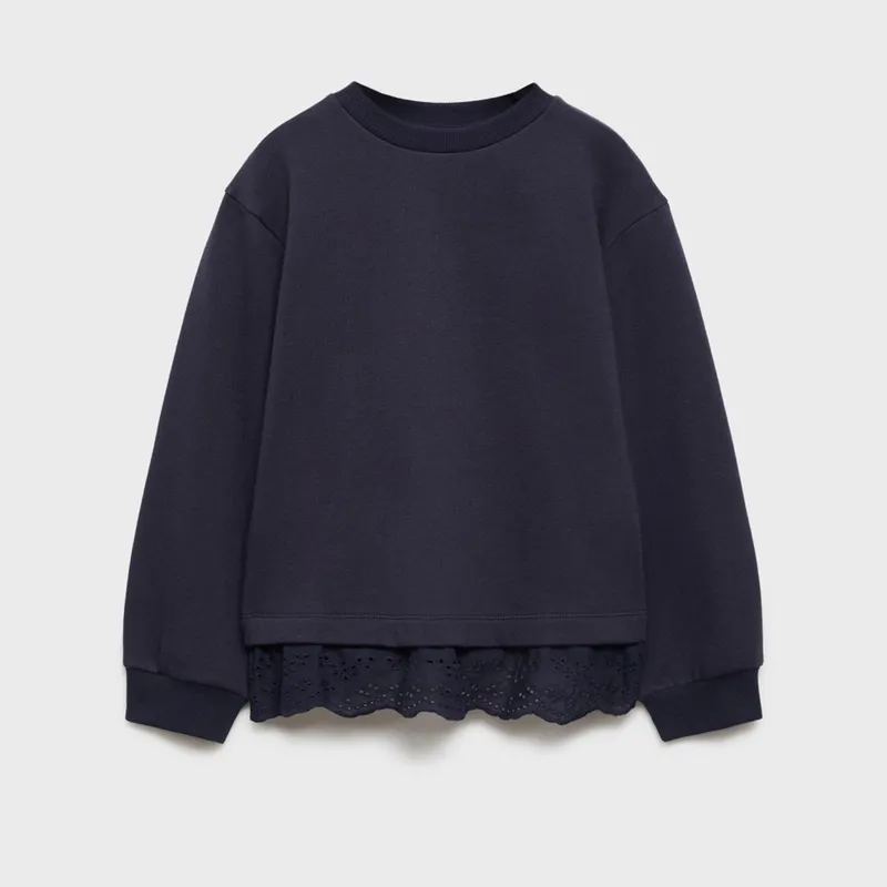 MANGO KIDS - Polerón Algodón Detalle Bordado Niña Mango Kids