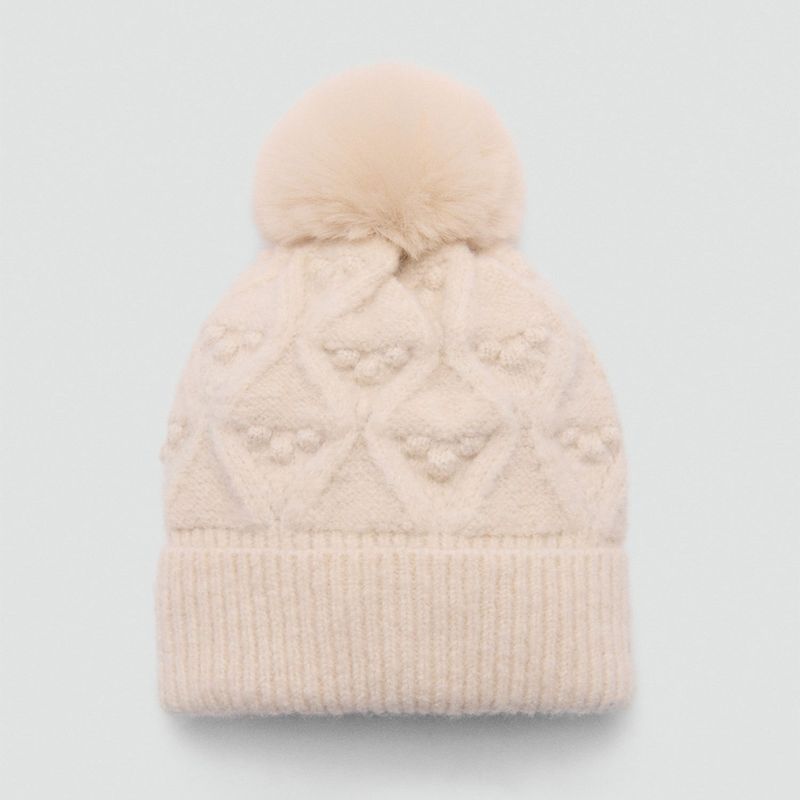 MANGO KIDS - Gorro Punto Trenzado Pompón Niña Mango Kids