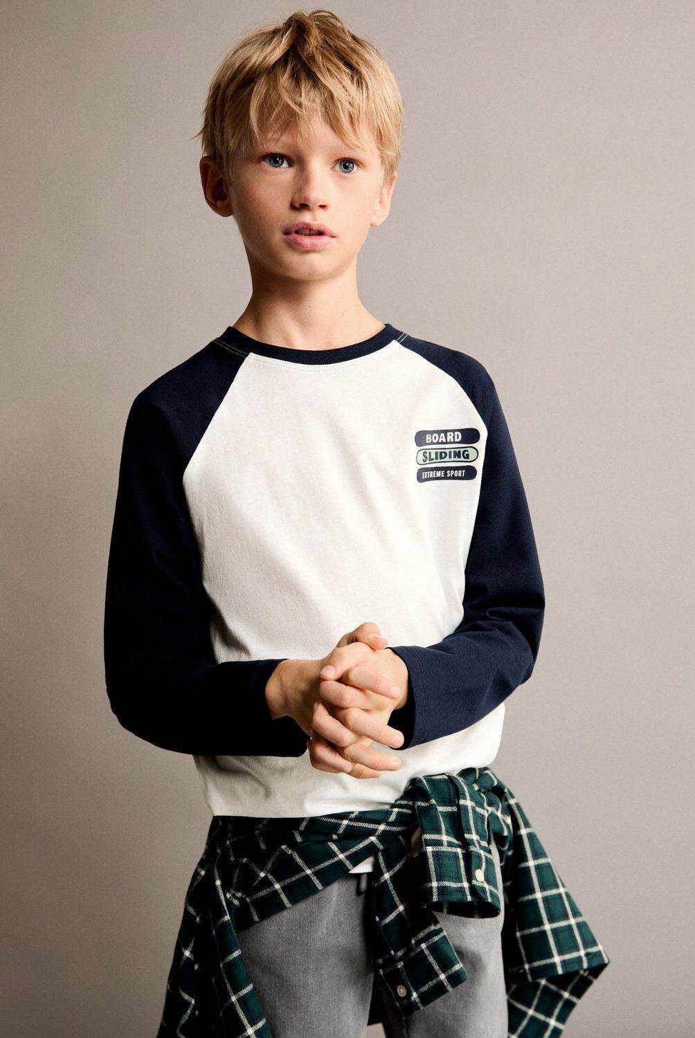 MANGO KIDS - Polera Combinada Algodón Niño Mango Kids