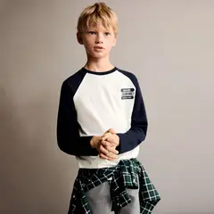 MANGO KIDS - Polera Combinada Algodón Niño