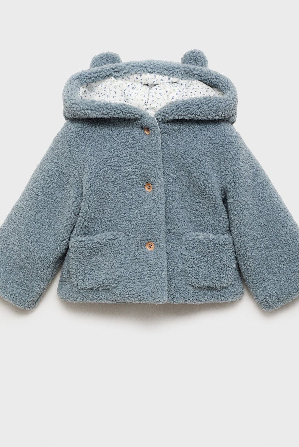 MANGO KIDS - Abrigo Borreguito Capucha Unisex Bebé Mango Kids