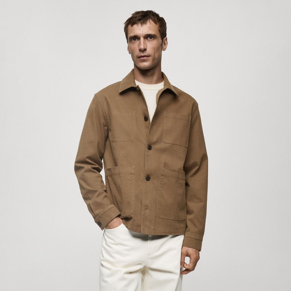 MANGO MAN - Chaqueta Camisera Bolsillos Hombre Mango Man