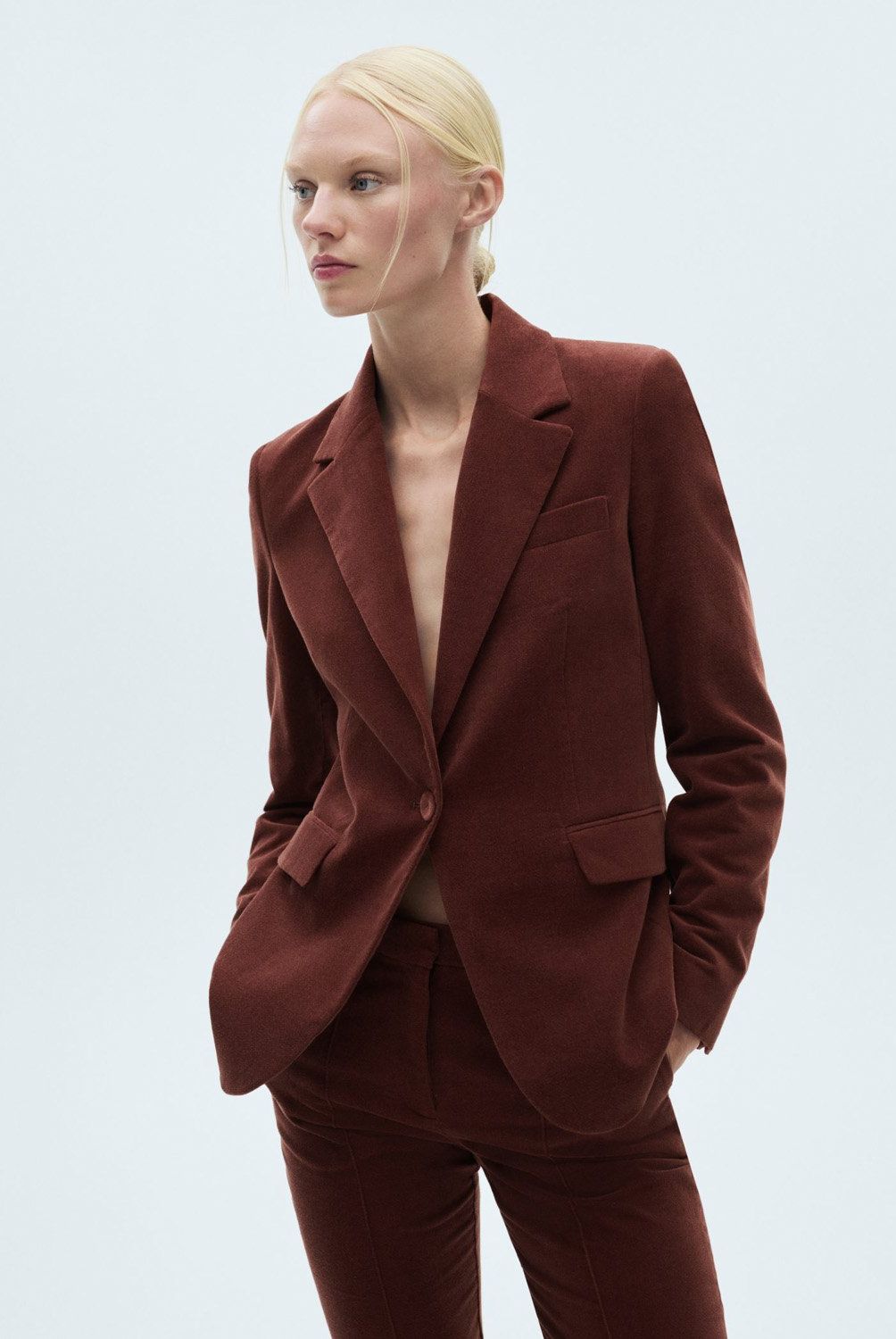 MANGO - Blazer Traje Terciopelo Mujer Mango
