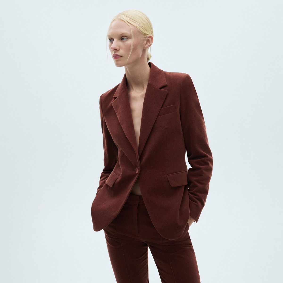 MANGO - Blazer Traje Terciopelo Mujer Mango