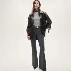 MANGO - Chaqueta Flecos Efecto Piel Mujer