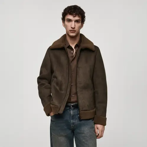 MANGO MAN - Chaqueta Doble Faz Efecto Ante Hombre