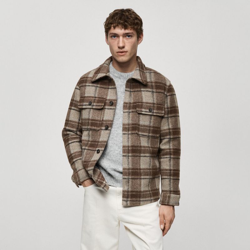 MANGO MAN - Chaqueta Franela Cuadros Hombre Mango Man