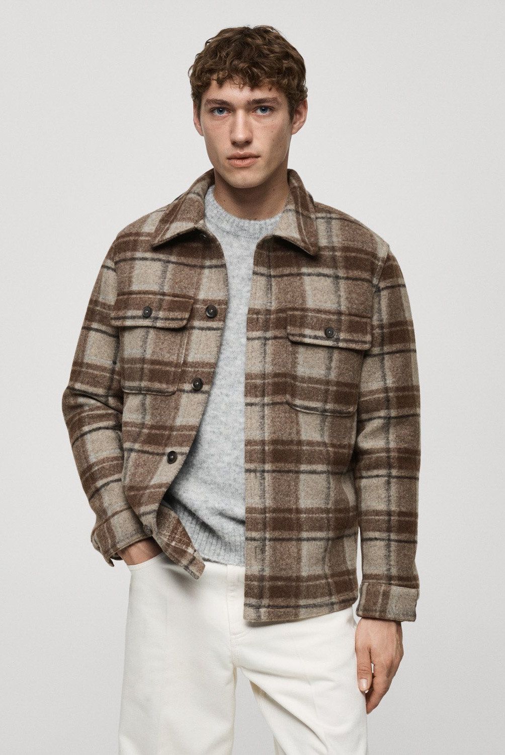 MANGO MAN - Chaqueta Franela Cuadros Hombre Mango Man